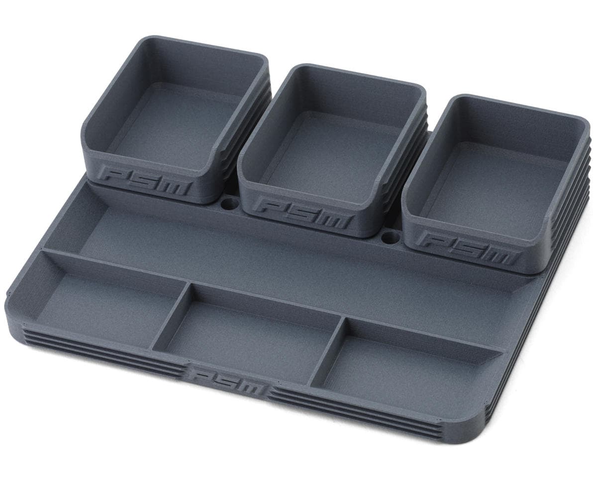 PSM 3D Printed Parts Tray Set (Grey) w/3 Sorting Boxes