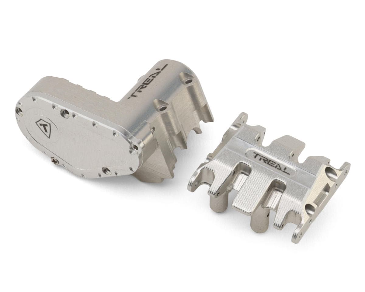 Treal Hobby Axial SCX30 7075 Aluminum Transmission Case & Skid Plate Set (Silver)