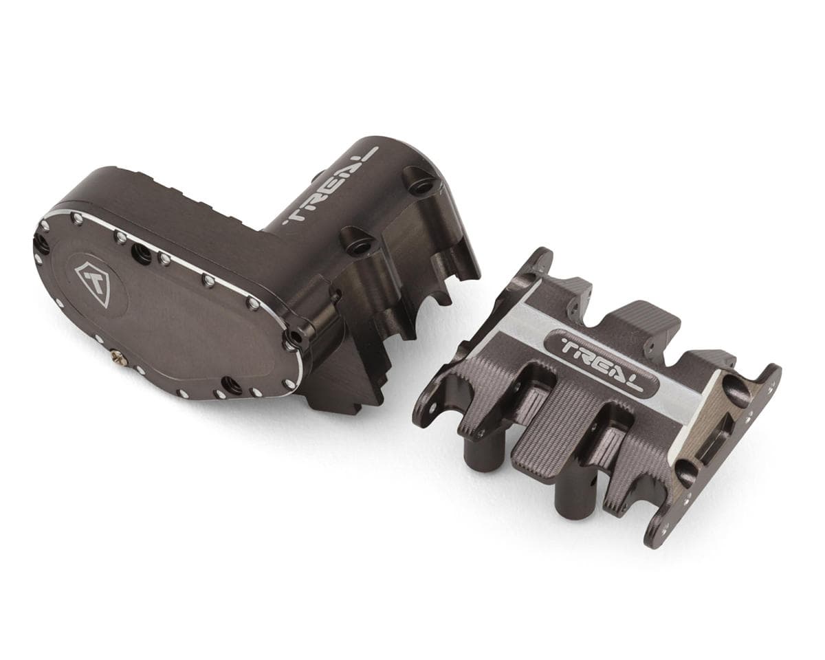Treal Hobby Axial SCX30 7075 Aluminum Transmission Case & Skid Plate Set (Titanium)