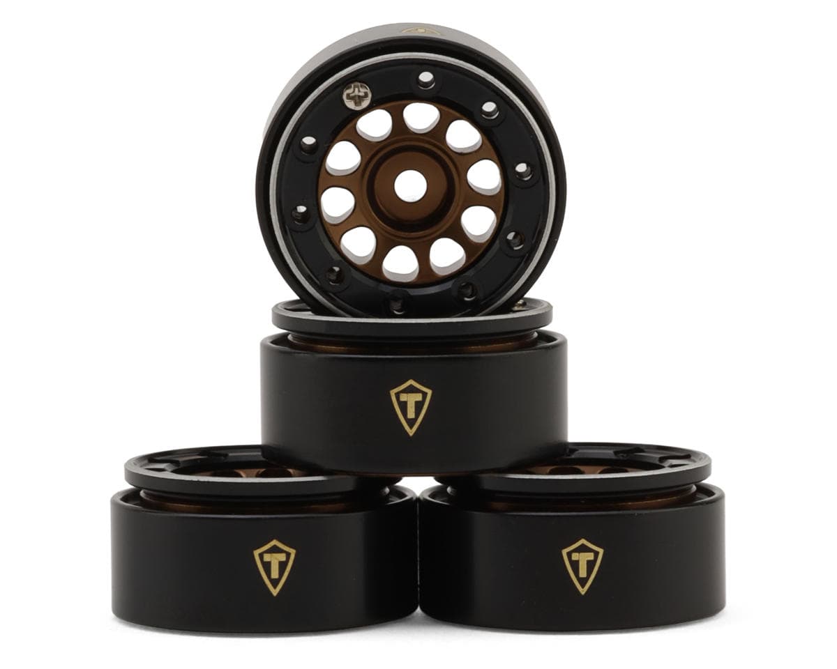Treal Hobby Type E 0.7" Aluminum Micro Crawler Beadlock Wheels (Bronze) (4) (9.5g ea) w/Brass Rings