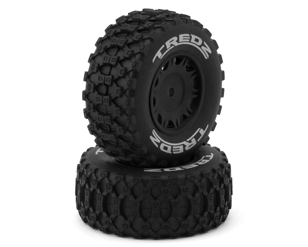Maverick QByte SC Tredz 1/12 Pre-Mounted Short Course Truck Tires (Black) (2) (Front/Rear)
