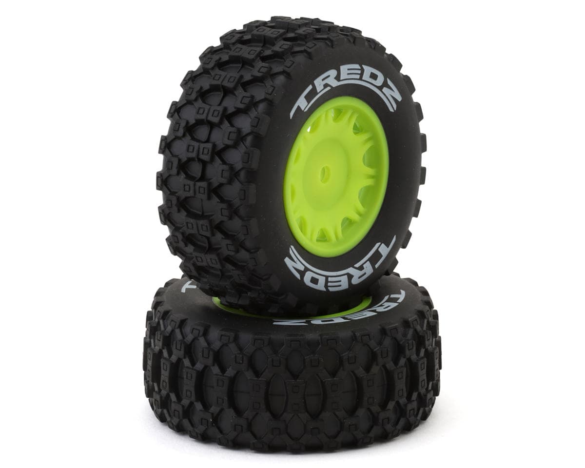 Maverick QByte SC Tredz 1/12 Pre-Mounted Short Course Truck Tires (Fluoro Green) (2) (Front/Rear)