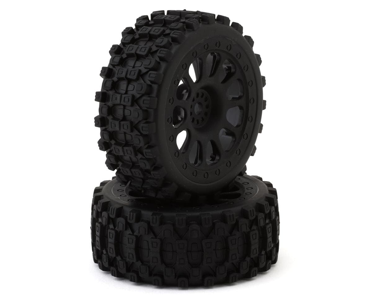 Maverick QByte XB 1/12 Pre-Mounted Buggy Tires (Black) (2) (Front/Rear)