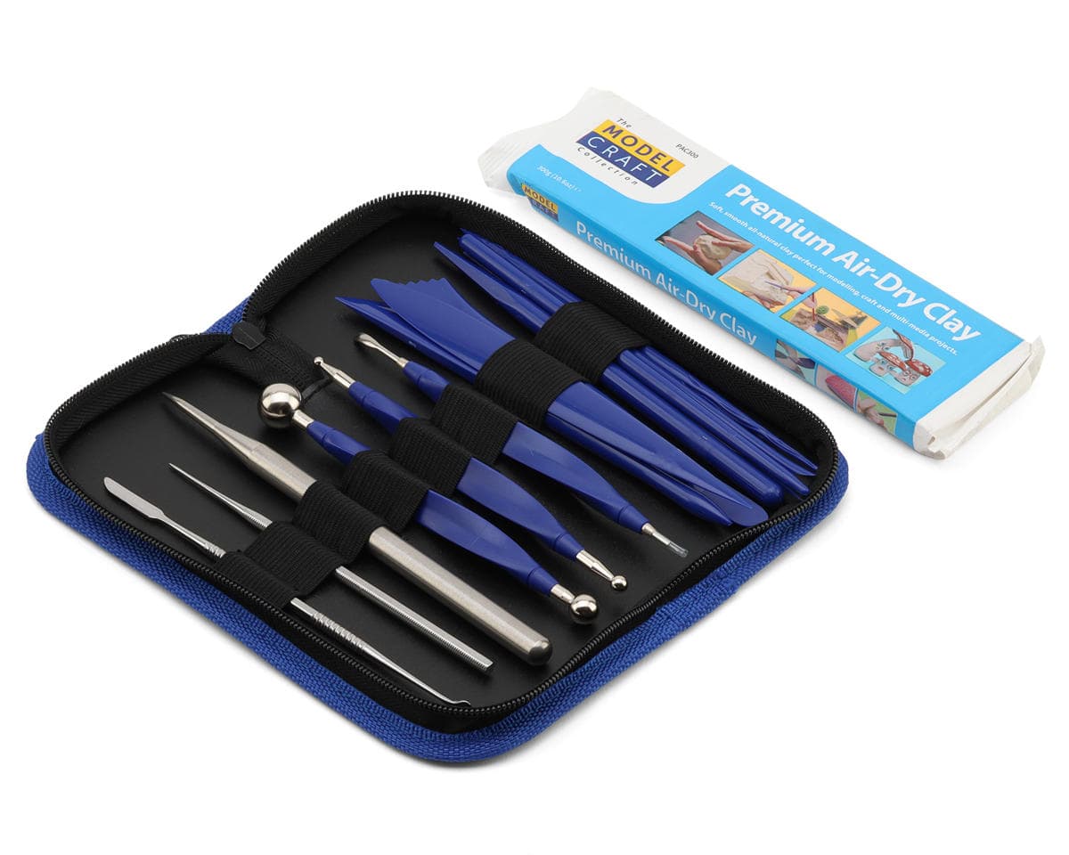 Shesto Limited Modelcraft Collection 14-Piece Sculpting Tool Set w/Premium Air-Dry Clay & Zip-Up Storage Case