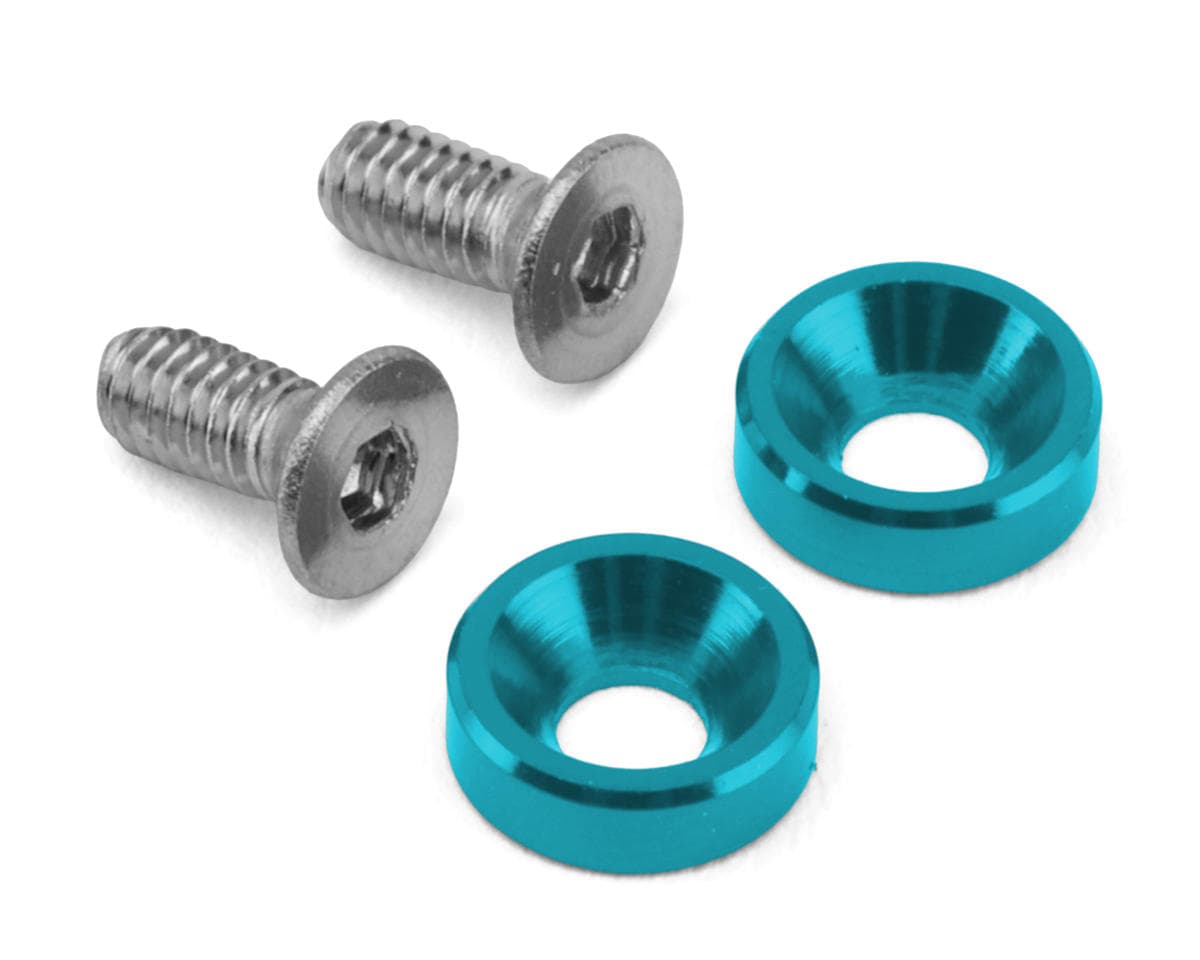 HackFab 2.5x6mm Motor Screws w/Aluminum Countersunk Washers Set (Light Blue) (Mini-B/Mini-T 2.0)