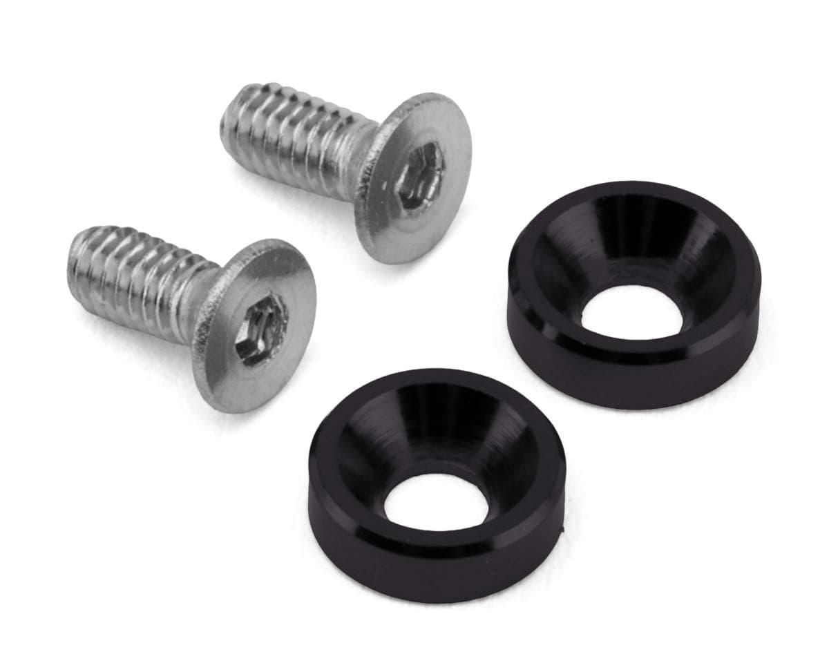 HackFab 2.5x6mm Motor Screws w/Aluminum Countersunk Washers Set (Black) (Mini-B/Mini-T 2.0)