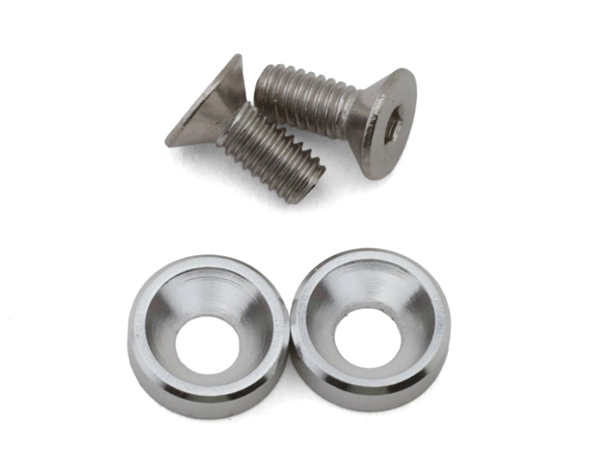HackFab 2.5x6mm Motor Screws w/Aluminum Countersunk Washers Set (Silver) (Mini-B/Mini-T 2.0)