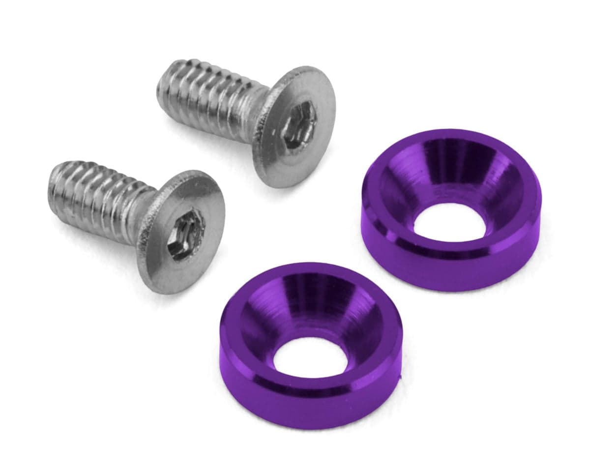 HackFab 2.5x6mm Motor Screws w/Aluminum Countersunk Washers Set (Purple) (Mini-B/Mini-T 2.0)