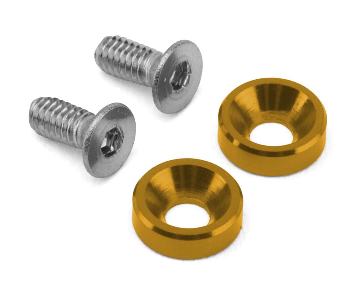 HackFab 2.5x6mm Motor Screws w/Aluminum Countersunk Washers Set (Gold) (Mini-B/Mini-T 2.0)