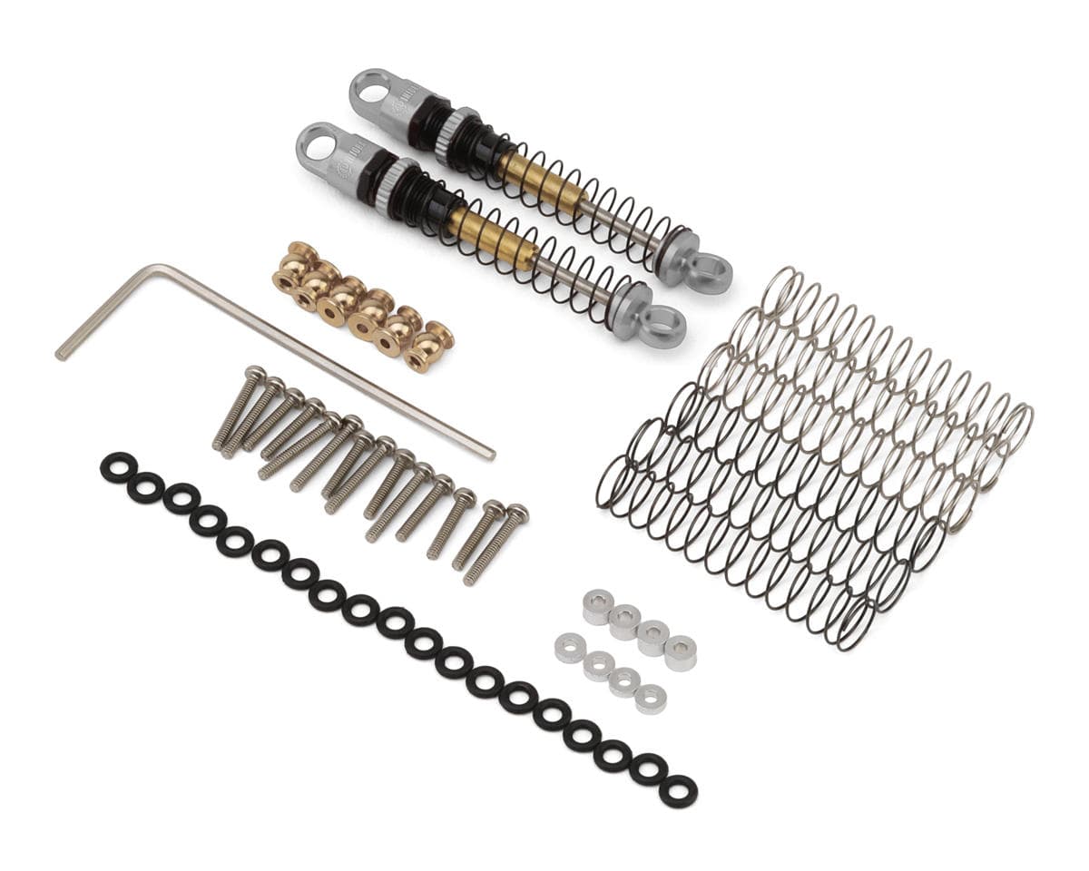 Injora Axial SCX24 43mm Aluminum Threaded Double Barrel Long Travel Shocks (Grey) (2)