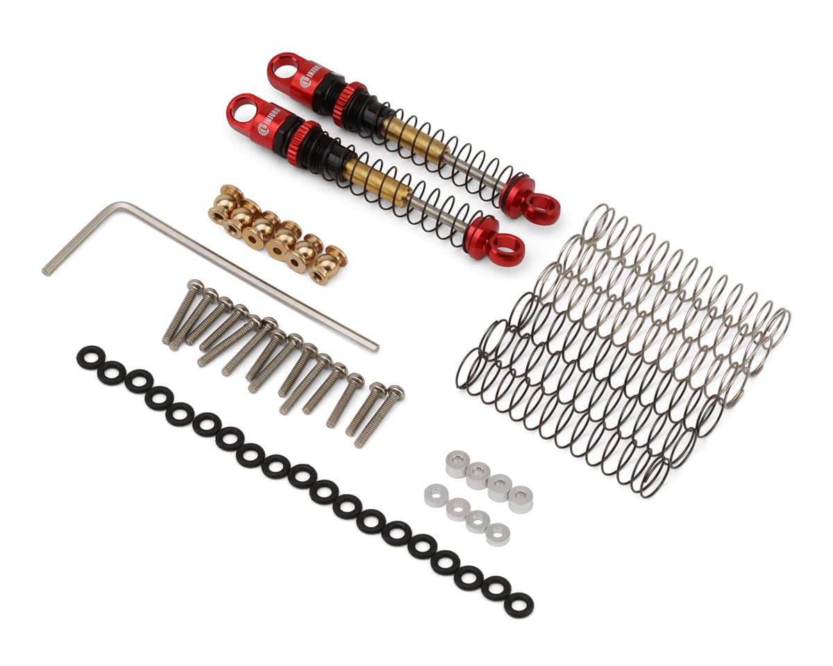 Injora Axial SCX24 43mm Aluminum Threaded Double Barrel Long Travel Shocks (Red) (2)
