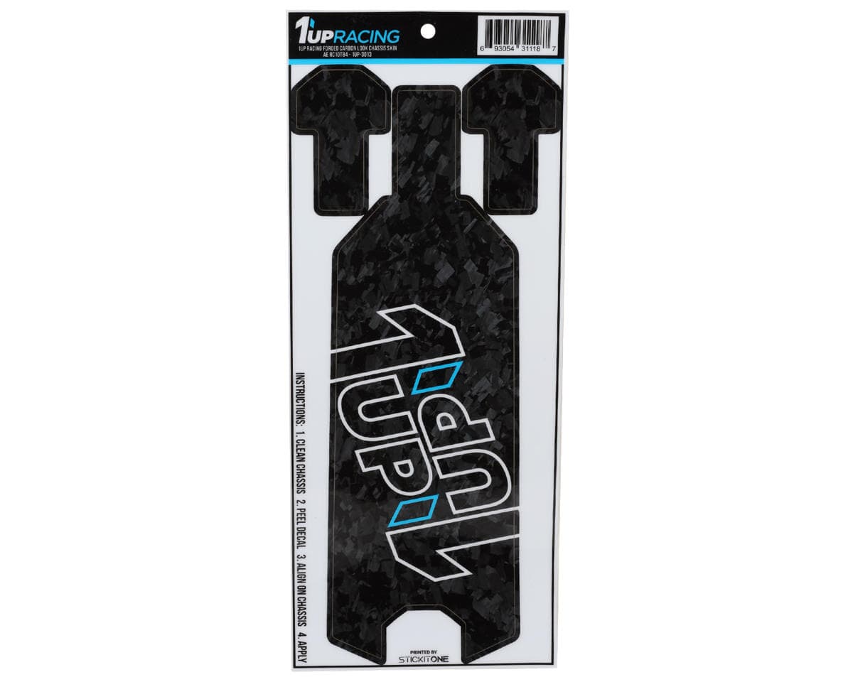 1UP Racing Associated RC10T84 Twin 1UP Outline Logo Chassis Protector Sheet (Forged Carbon)