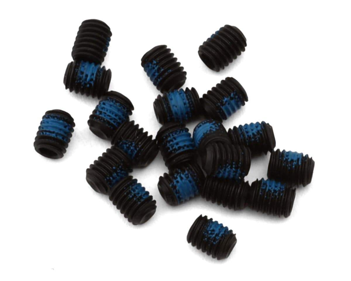 1UP Racing 3mm Steel Set Screws (20) (3x4mm) w/Blue Thread Lock