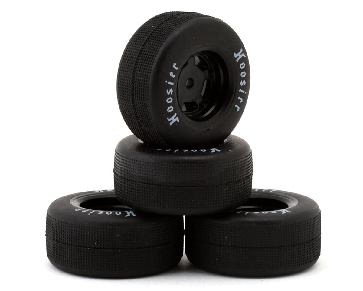 1RC Racing 1/24 Asphalt Late Model Pre-Mounted Tires (Black) (4) (Front & Rear) (Standard)