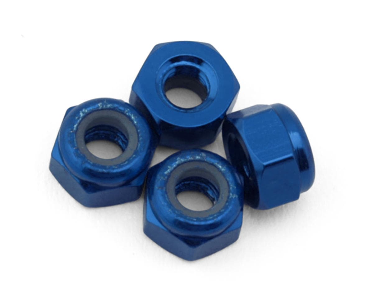 Yokomo 3mm Aluminum Nylon Lock Nuts (Blue) (4)