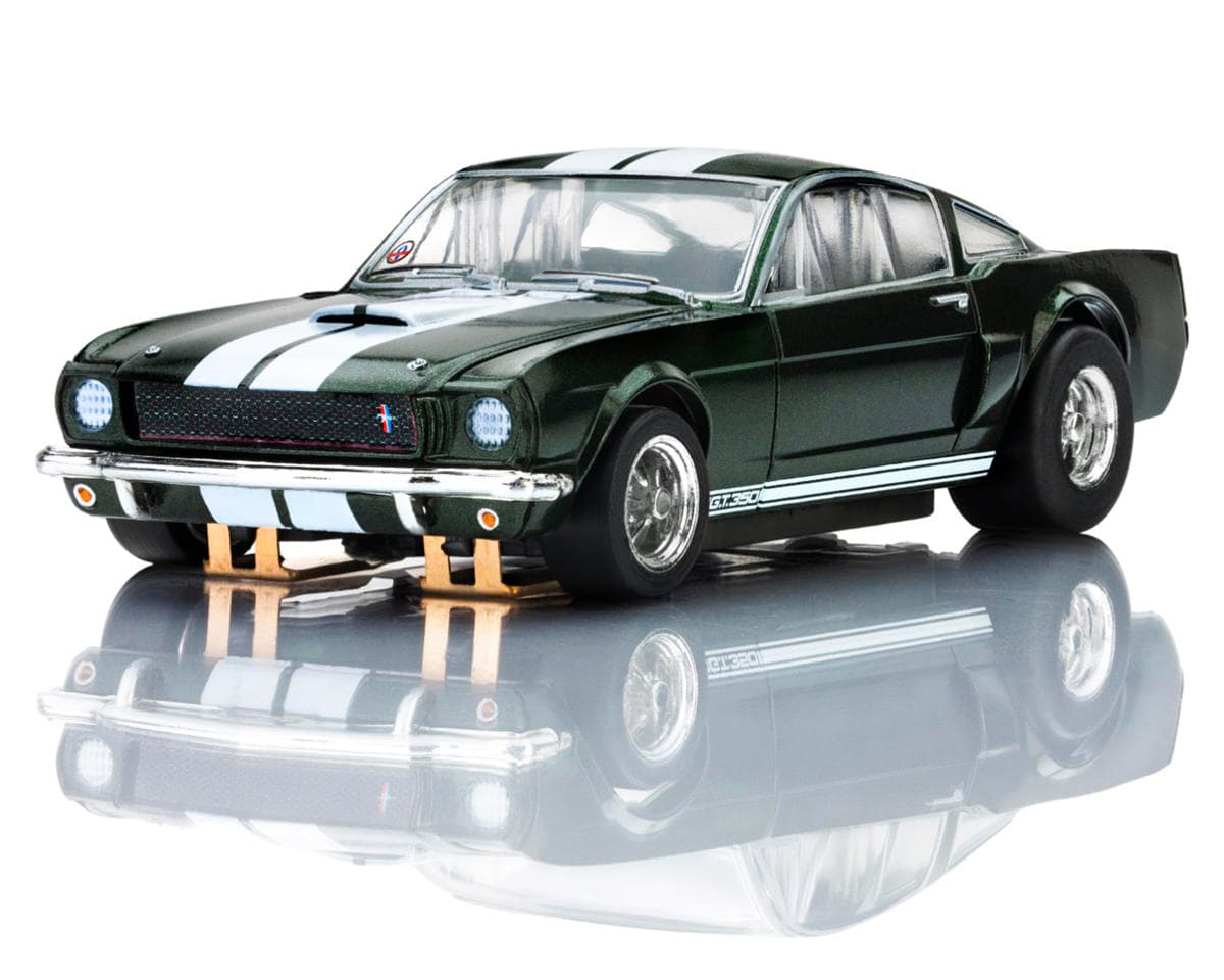 AFX 1966 Shelby Mustang GT350 HO Scale Slot Car (Green/White) (LWB) (Mega G+)