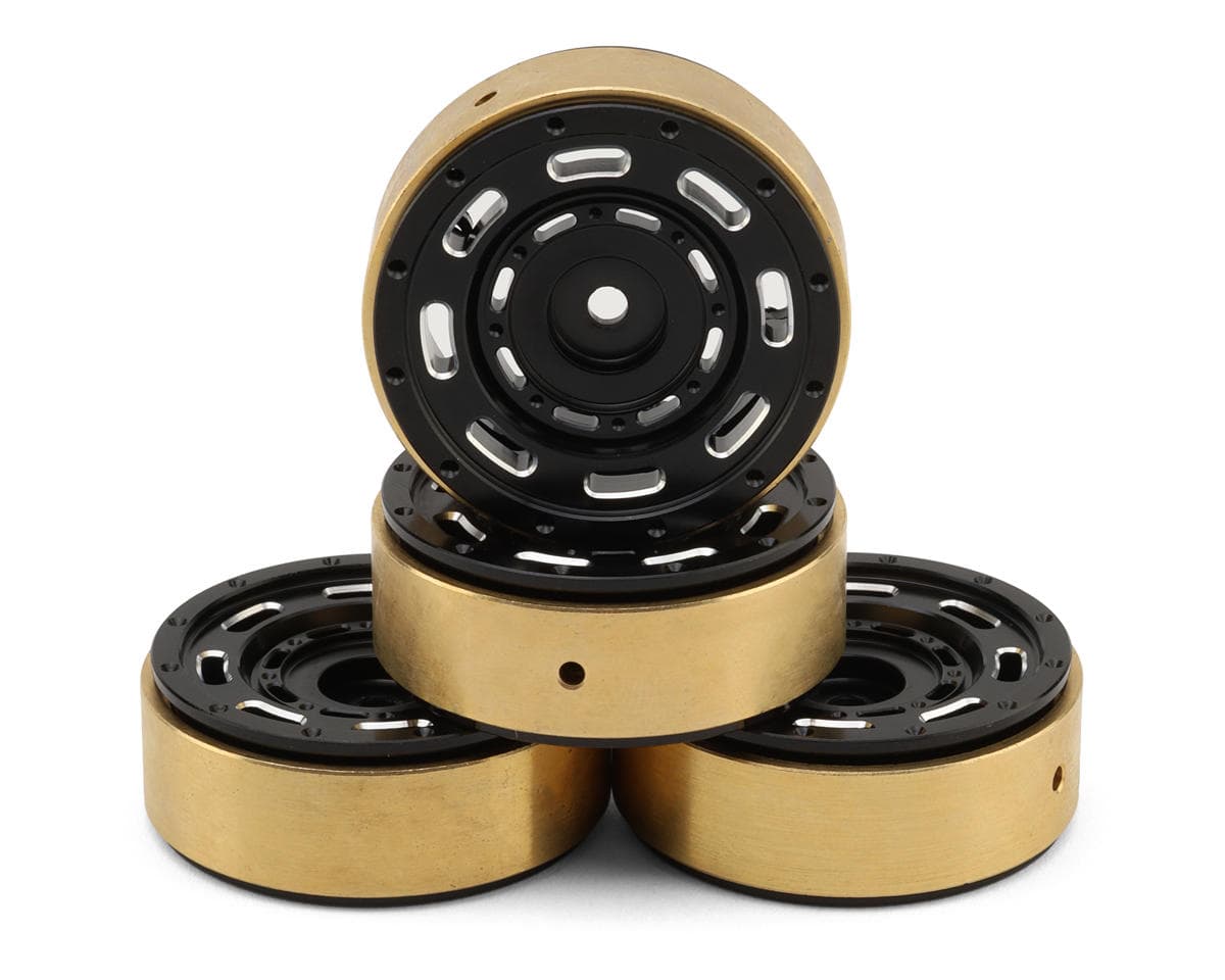 HPI 1.3" CC-8 Aluminum Beadlock Wheels (Black) (4) (34g ea) w/Brass Rings & Wheel Caps