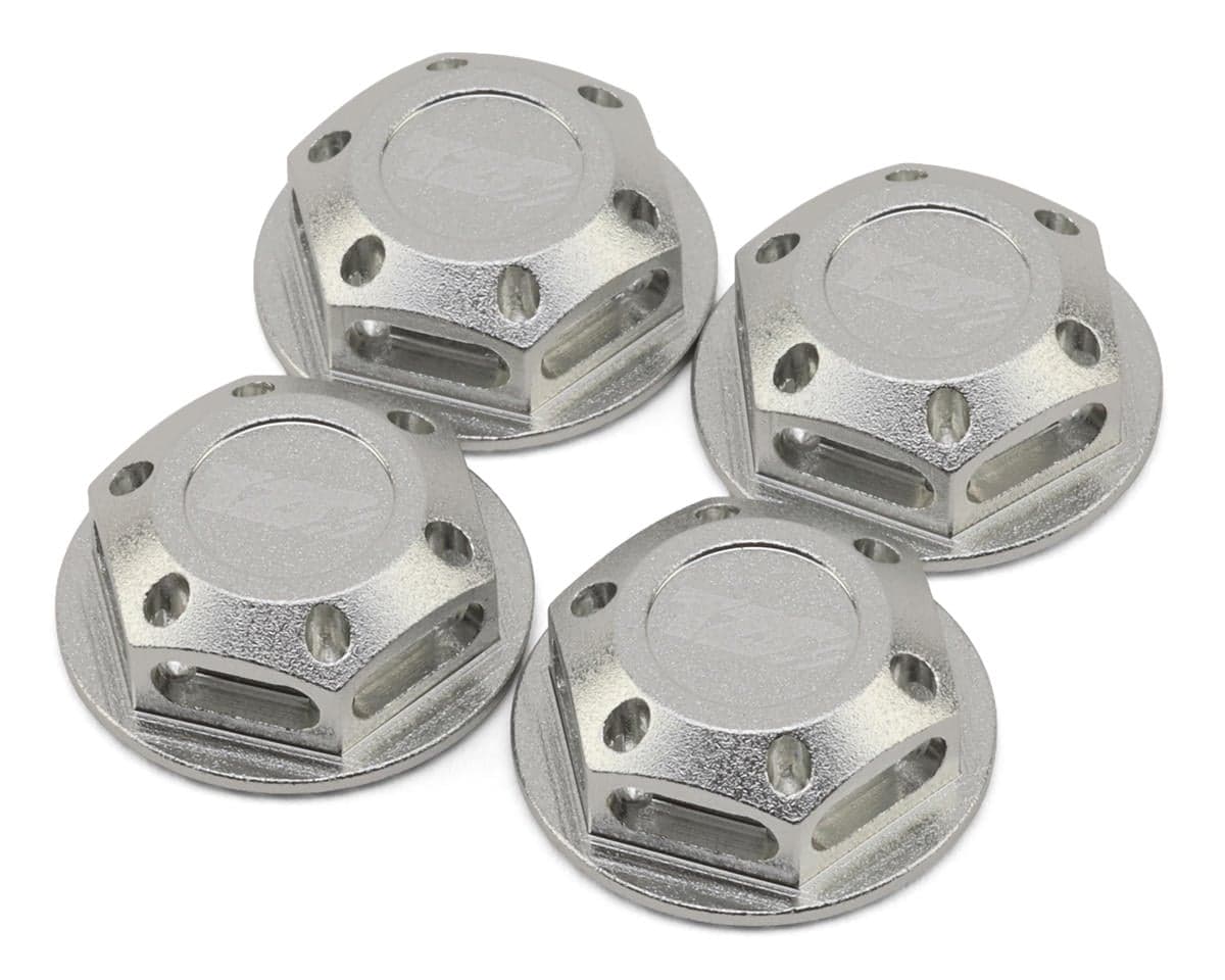 TZO Tires 17mm Aluminum "TZO Logo" Covered Serrated Wheel Nuts (Raw Silver) (4)