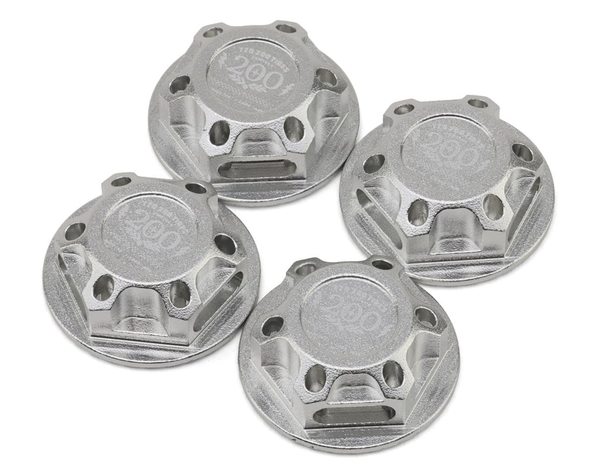TZO Tires 17mm Aluminum "TZO 200 Logo" Covered Serrated Wheel Nuts (Raw Silver) (4)