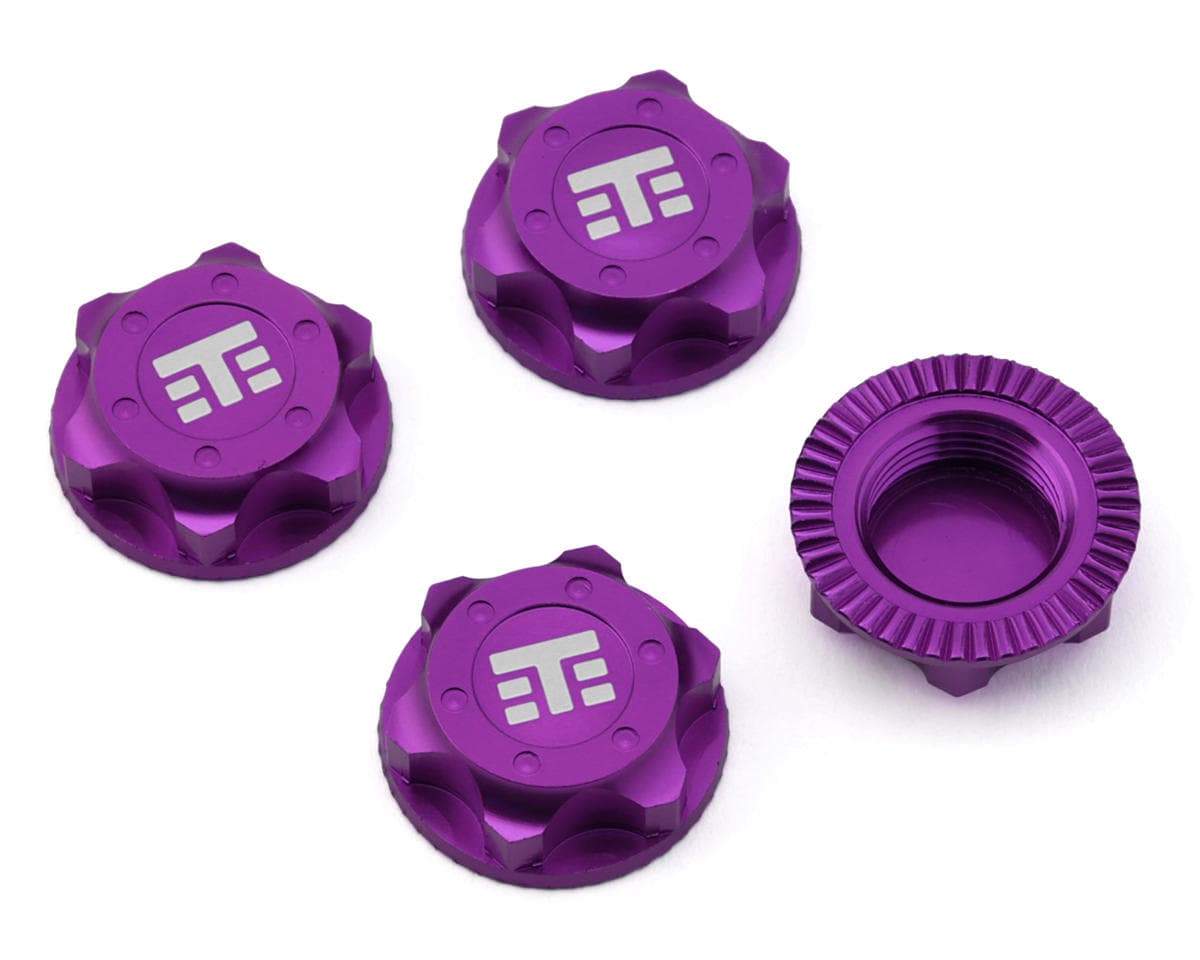 Tekno RC 17mm Aluminum "T Logo" Covered Serrated Wheel Nuts (Purple) (4)