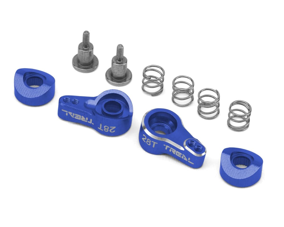 Treal Hobby Axial SCX30 7075 Aluminum Servo Savers (Blue) (28T) (2)