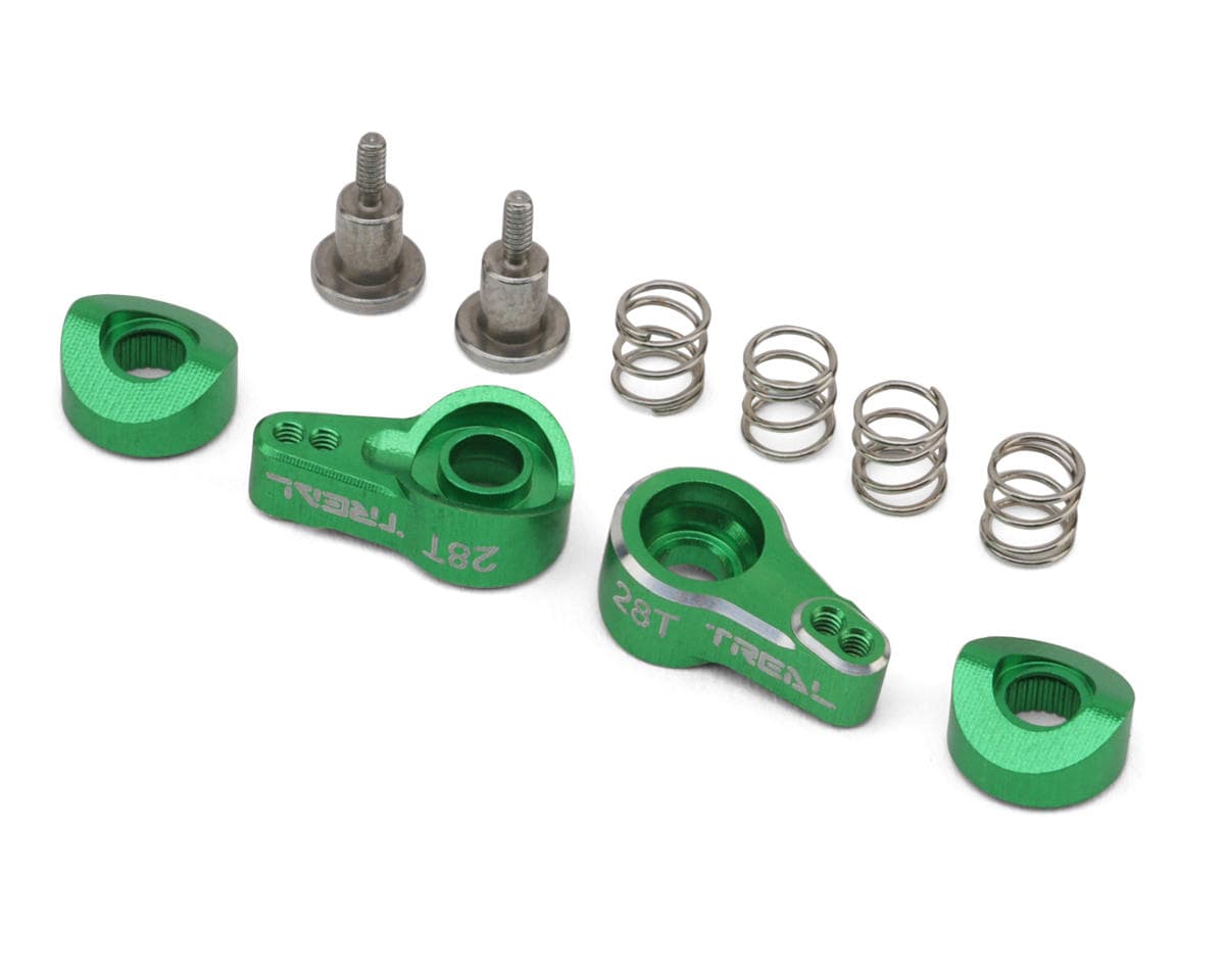 Treal Hobby Axial SCX30 7075 Aluminum Servo Savers (Green) (28T) (2)