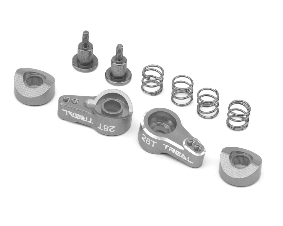 Treal Hobby Axial SCX30 7075 Aluminum Servo Savers (Silver) (28T) (2)