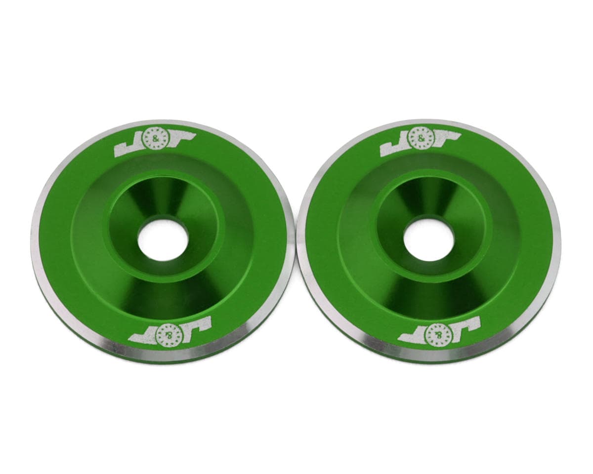 J&T Bearing Co. 3mm Lightweight 1/10 Scale Wing Button (Green) (2)