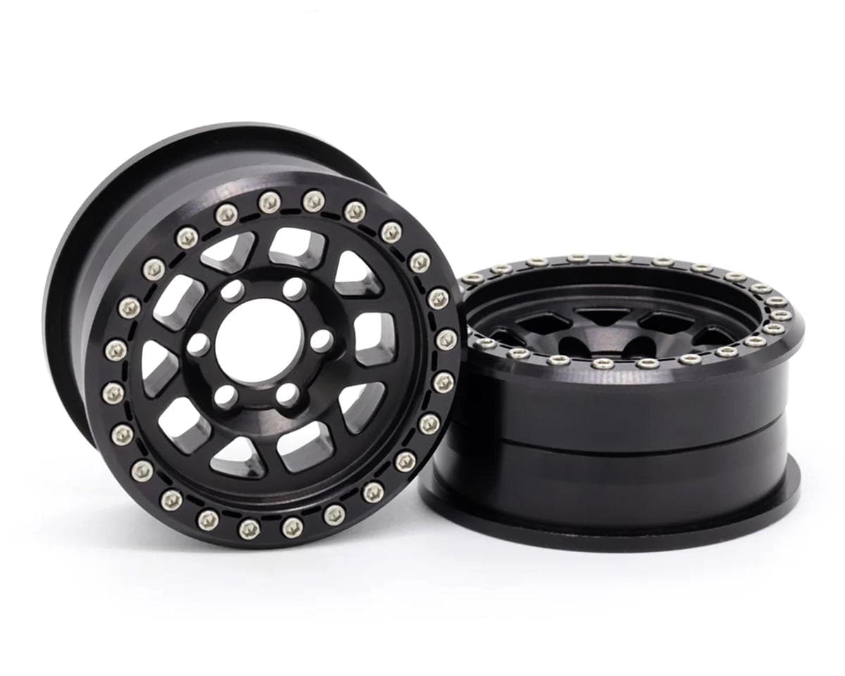 Vanquish Products 2.2" Battle Born Wheels Whiskey CNC Aluminum Crawler Beadlock Wheels (Black) (2)
