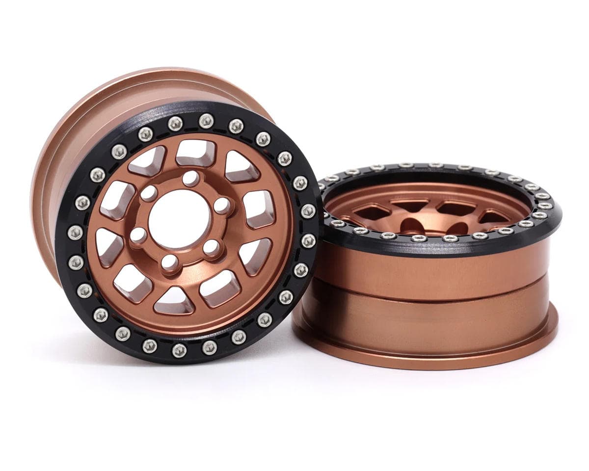 Vanquish Products 2.2" Battle Born Wheels Whiskey CNC Aluminum Crawler Beadlock Wheels (Bronze) (2)