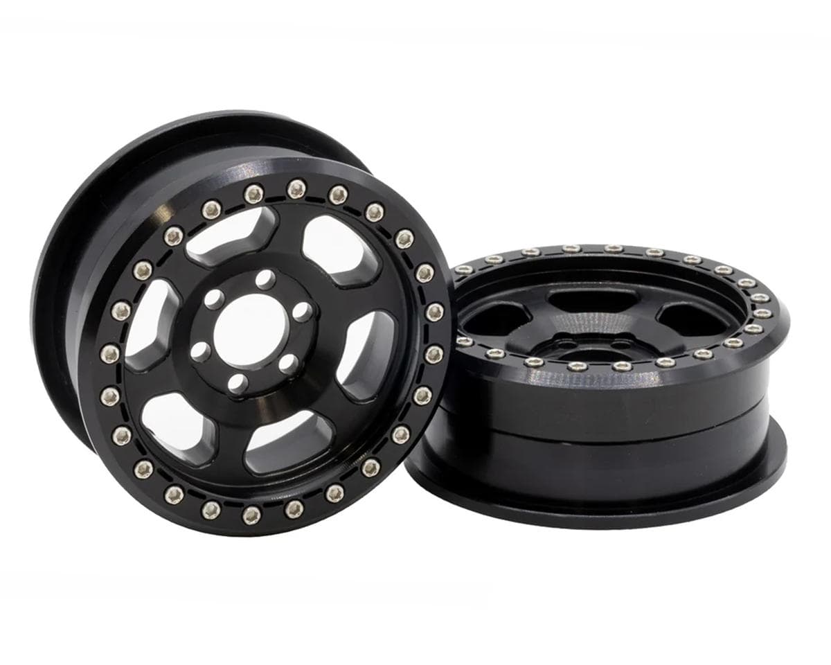 Vanquish Products 2.2" Battle Born X-Ray CNC Aluminum Crawler Beadlock Wheels (Black) (2)