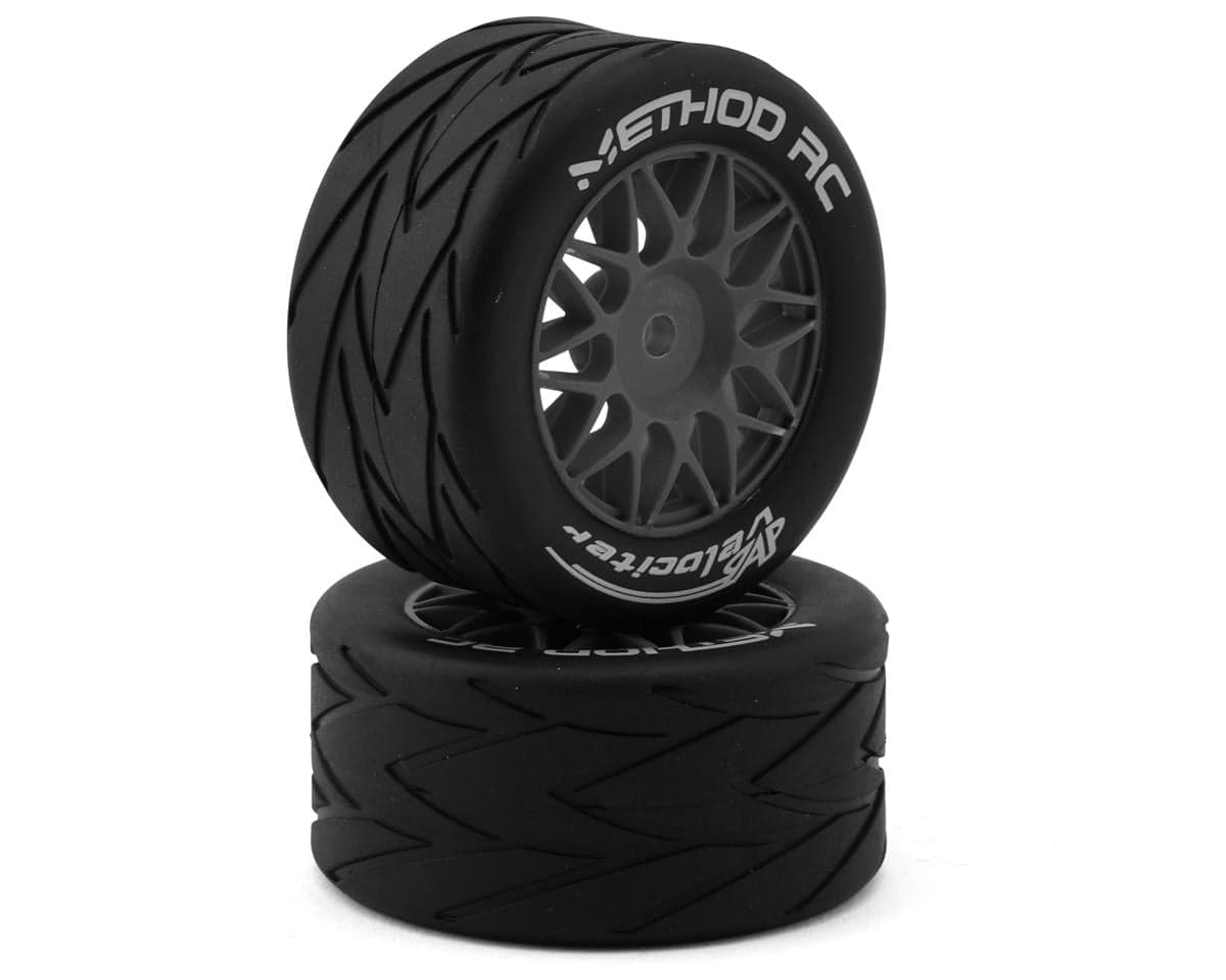 Method RC Velociter 1/12 On-Road Pre-Mounted Tires (Grey) (2) w/8mm Hex