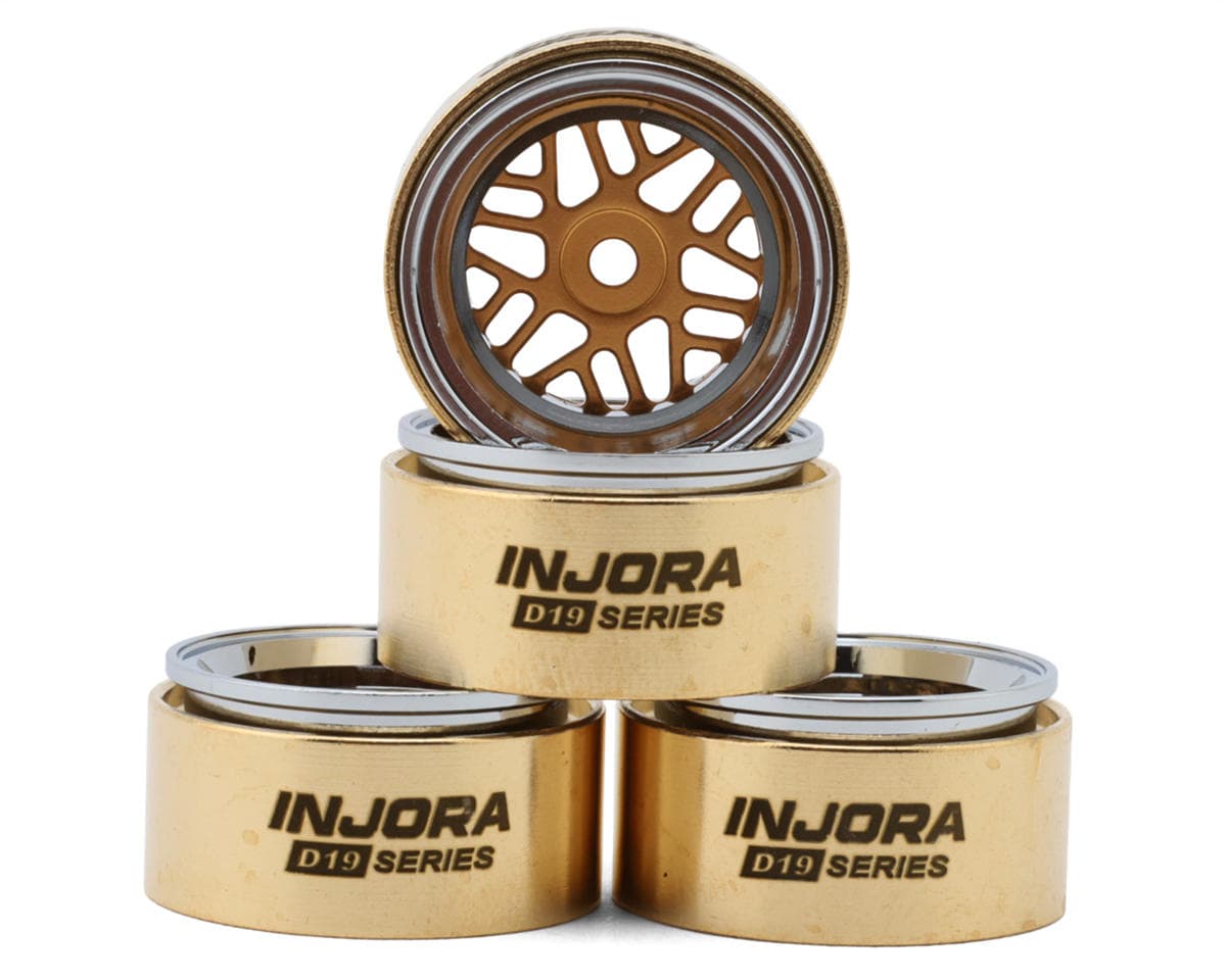 Injora 0.7" D19 ModuWheel Brass & Aluminum Micro Crawler Beadlock Wheels (Orange) (4) (8.4g ea) (-2mm Offset) (Ascent-32)