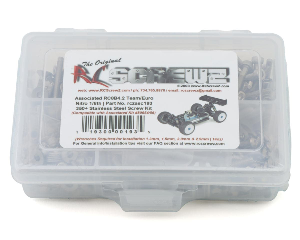 RC Screwz Team Associated RC8B4.2 1/8 Nitro Buggy Stainless Steel Screw Kit (Team/Euro)