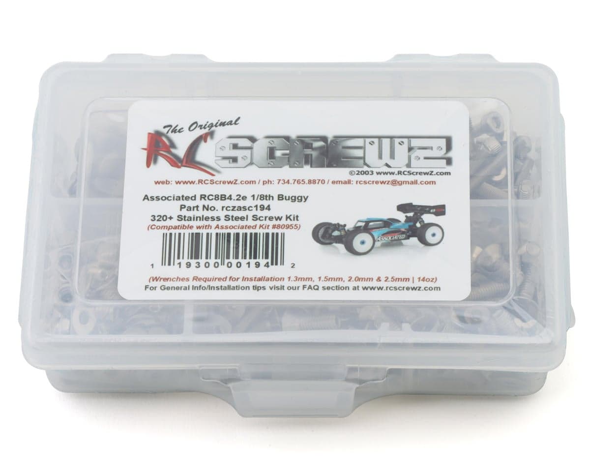 RC Screwz Team Associated RC8B4.2e 1/8 Electric Buggy Stainless Steel Screw Kit