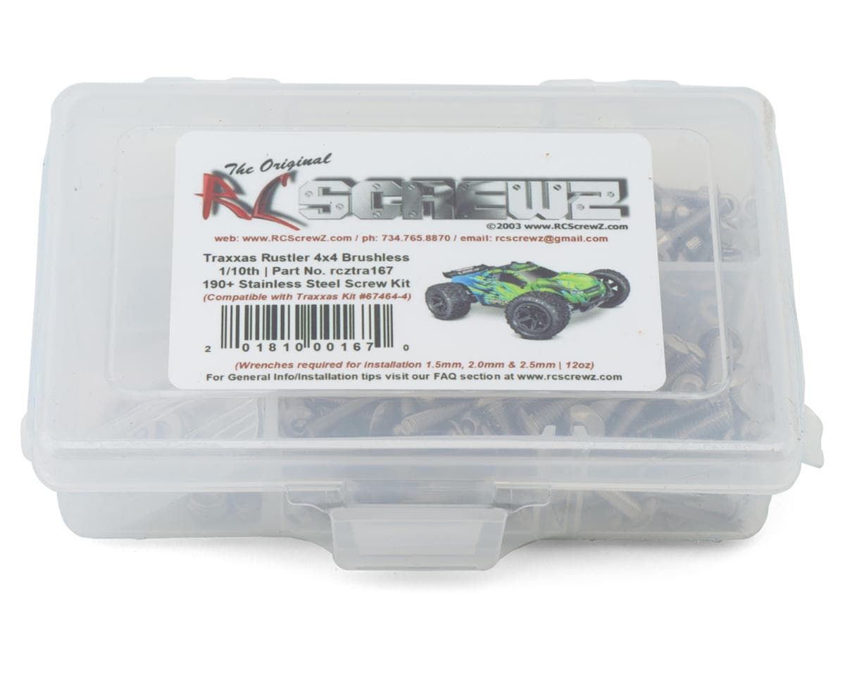 RC Screwz Stainless Steel Screw Kit for Traxxas® Rustler® 4x4 VX3 1/10 Brushless Stadium Truck