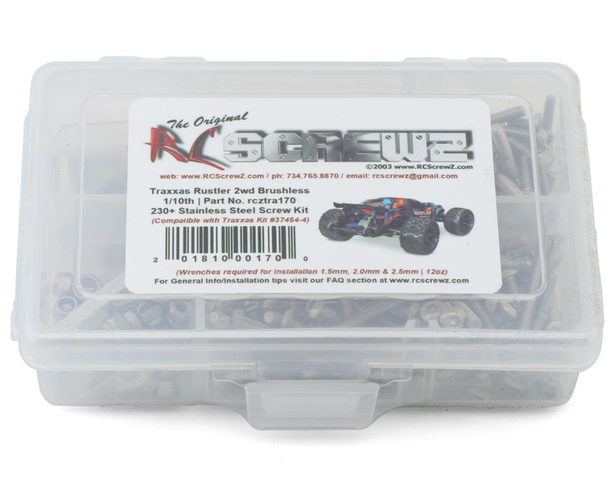 RC Screwz Stainless Steel Screw Kit for Traxxas® Rustler VX3 1/10 Brushless 2WD Stadium Truck