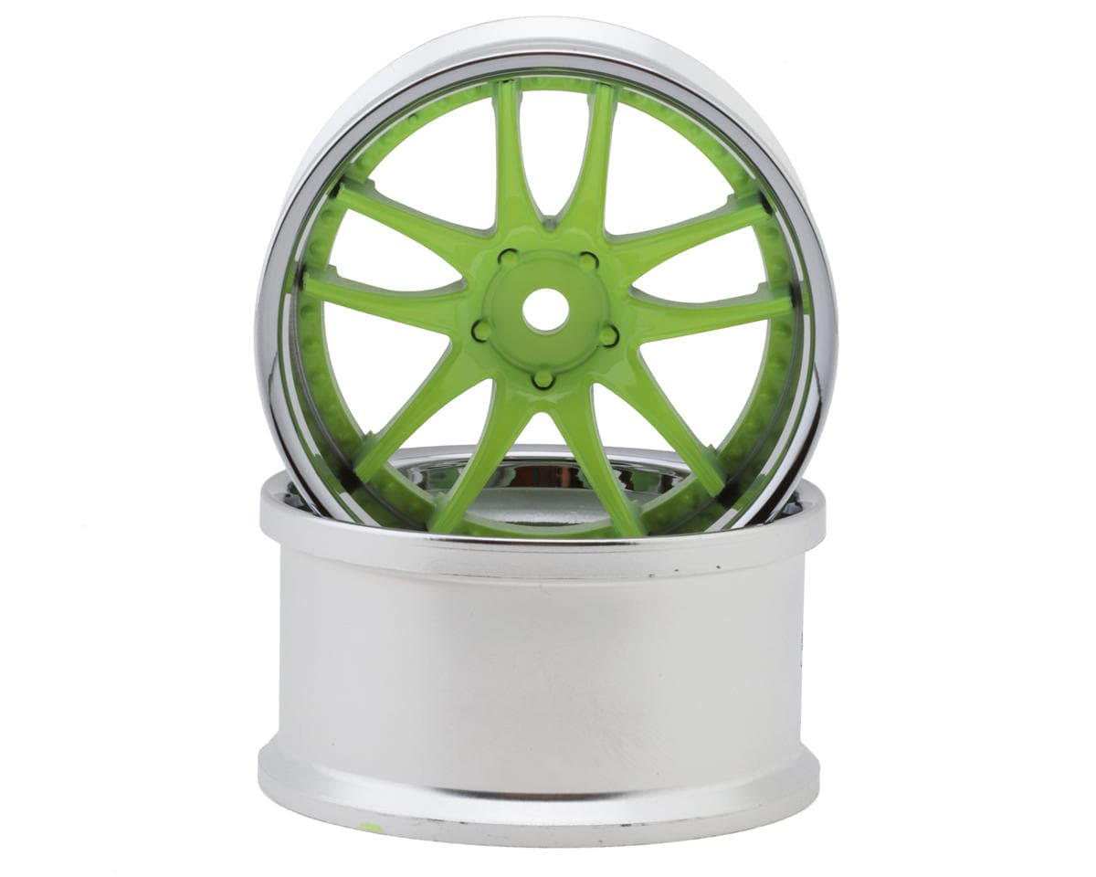 LAB Work Emotion CR3P 1/10 Drift Wheels (Chrome/Neon Yellow) (2) (8mm Offset) w/12mm Hex