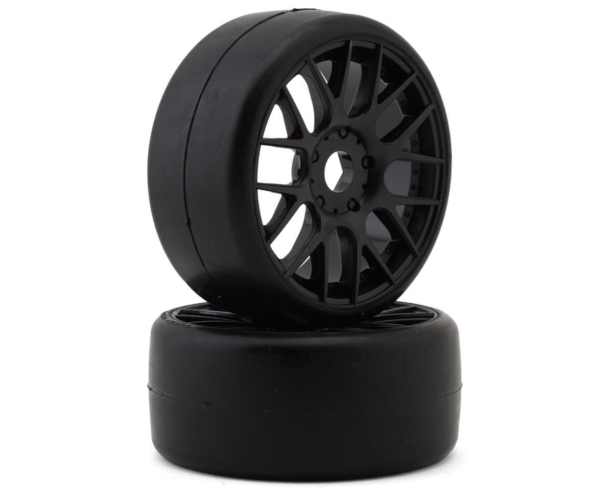 Sweep GT8 D-SPEC Belted Slick 1/8 Pre-Mounted On-Road GT Tires (Black) (2) (Red Dot/Hard)