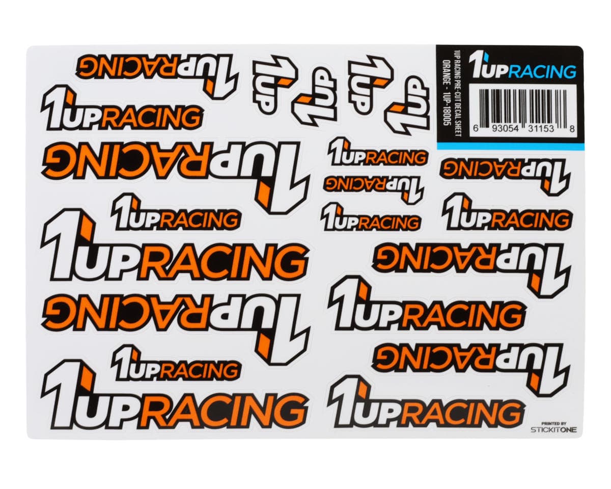 1UP Racing Pre-Cut Decal Sheet (Orange)