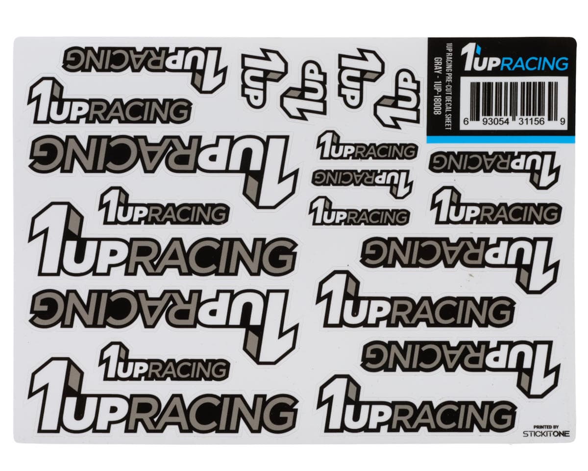 1UP Racing Pre-Cut Decal Sheet (Grey)