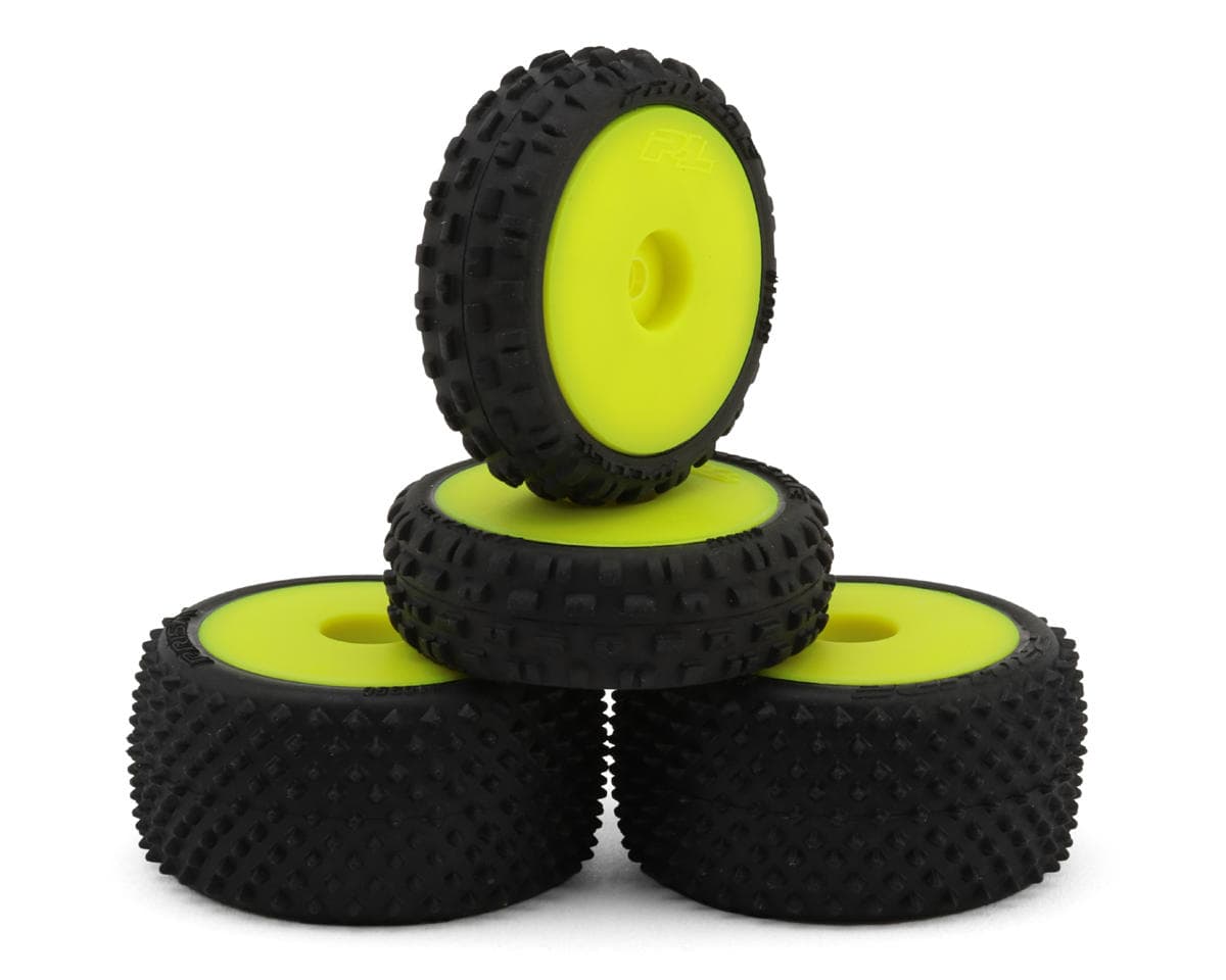Pro-Line Losi® Micro-B™ Wedge Front & Prism Rear Pre-Mounted Carpet Tires (Yellow) (4) w/7mm Hex
