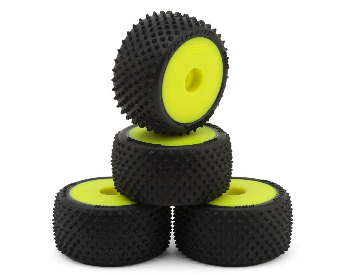 Pro-Line Losi® Micro-T™ Prism Front & Rear Pre-Mounted Carpet Tires (Yellow) (4) w/7mm Hex