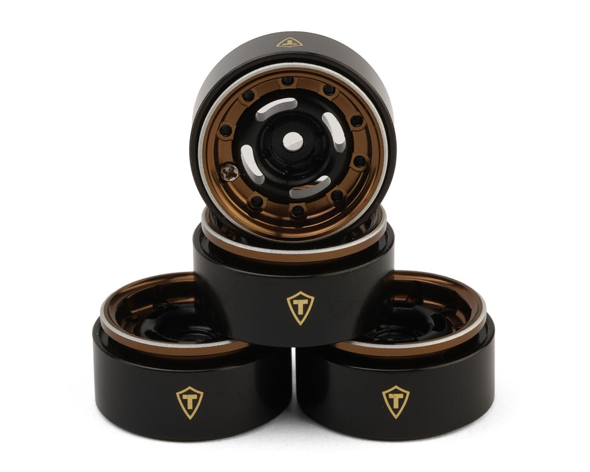 Treal Hobby Type-F 0.7" Aluminum Micro Crawler Beadlock Wheels (Bronze) (4) (9.5g ea) w/Brass Rings