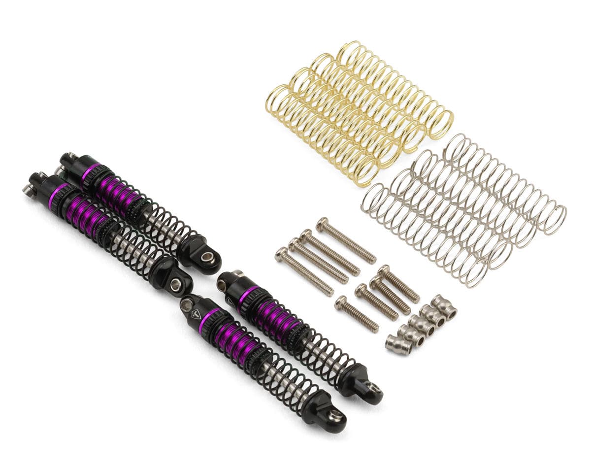 Treal Hobby Axial SCX30 29mm Aluminum Threaded Oil-fillable Long-Travel Shocks (Purple) (4)