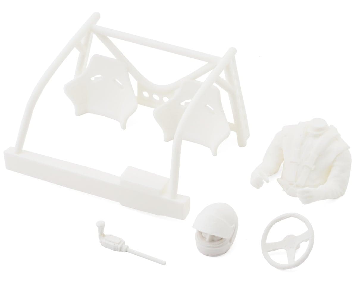 Knight Customs Class 5 Baja Bug Interior Detail Set (Cage, Seat, Dash, Driver w/Helmet, Steering Wheel) (White) (PLA Tough+)