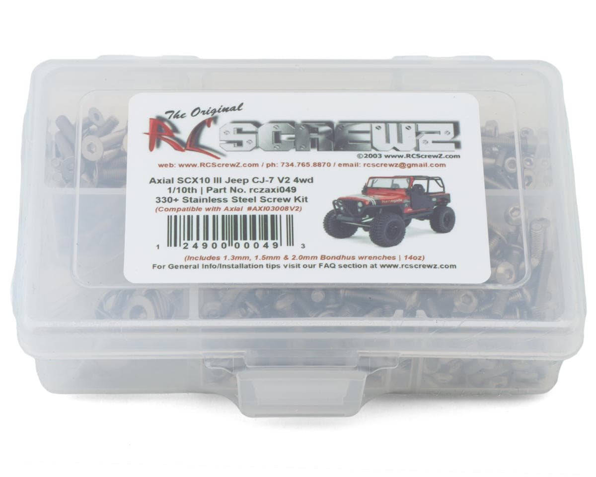 RC Screwz Axial SCX10 III Jeep CJ-7 V2 1/10 Rock Crawler Stainless Steel Screw Kit