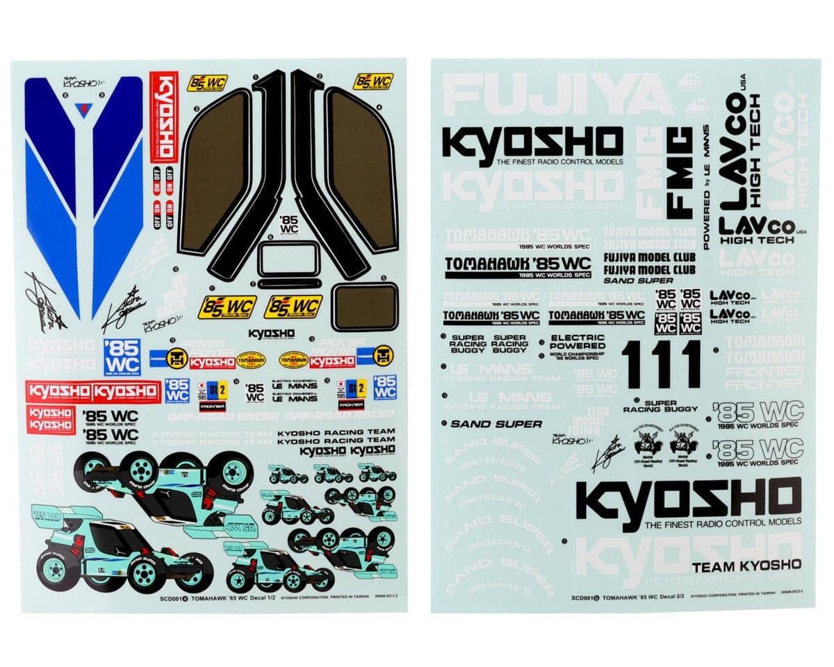 Kyosho Tomahawk '85 WC Worlds Spec Decal Sheets (2)