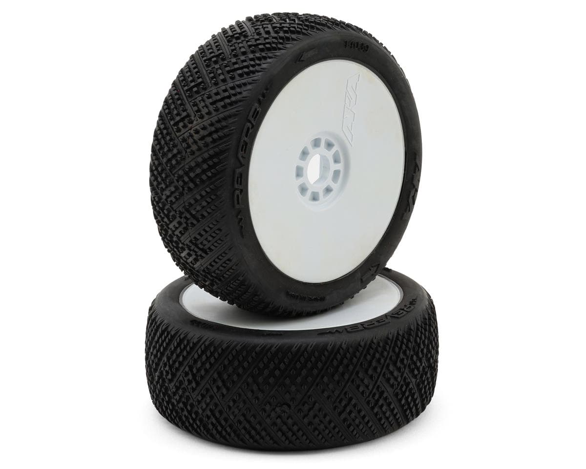 AKA Reverb 1/8 Buggy Pre-Mounted Tires (2) (White) (Soft - Long Wear) w/EVO Wheels