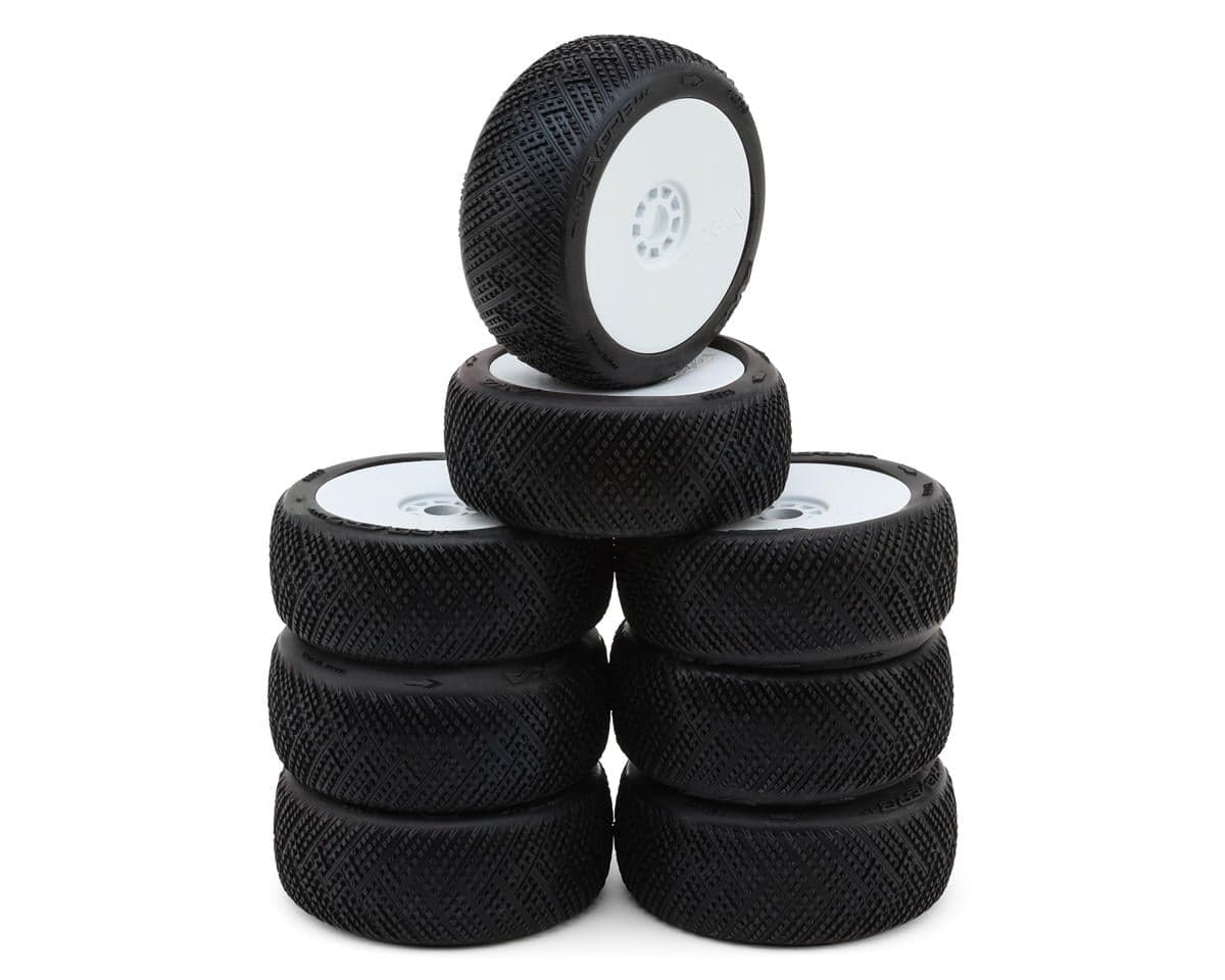 AKA Reverb 1/8 Buggy Pre-Mounted Tires Racer Bundle (White) (8) (Non-Glued) (Super Soft - Long Wear) w/EVO Wheels